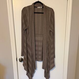 Cato brown/gold shimmer Striped Open Front Cardigan